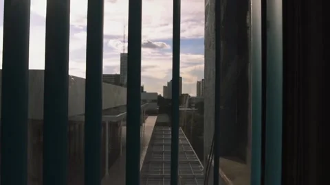 Windows view between the curtains. Stock Footage 136277275