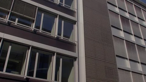 Windows in wall facade building. Place of work and location staff offices. Fotos de archivo