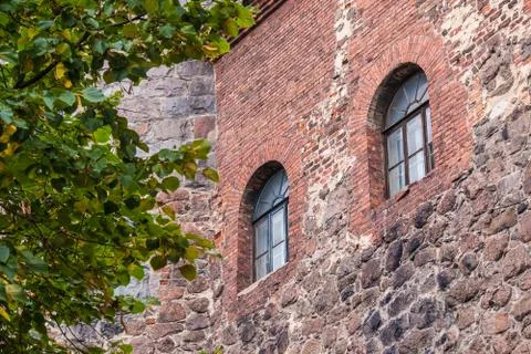 Windows in wall of Vyborg Castle Stock Photos
