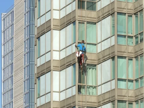 Windows washer working on heights (variant) Stock-Footage 73912776