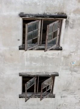 Windows were left to decay Stock Photos