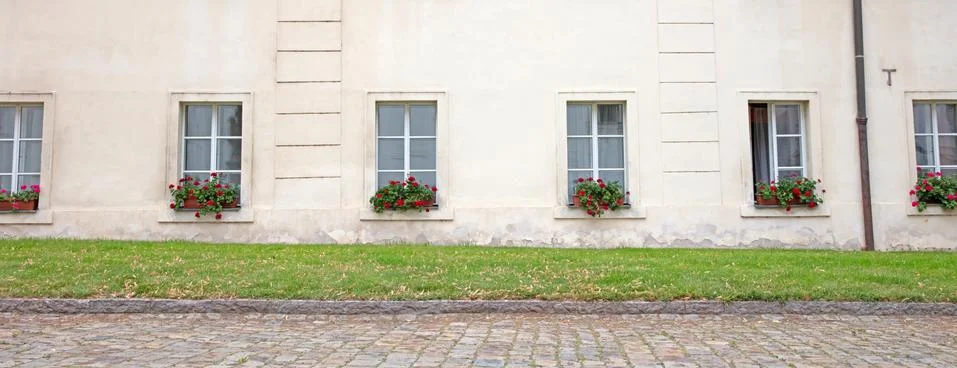 Windows on a white wall Stock Photos