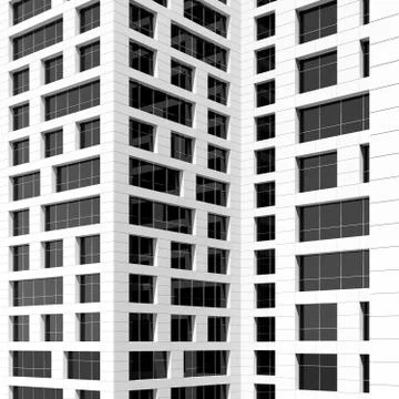 Windows in white walls. 3d render illustration Stock Illustration