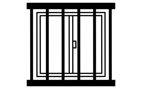 Windows with window grids, Crime Prevention and Home Security Black and Whi.. Stock Illustration