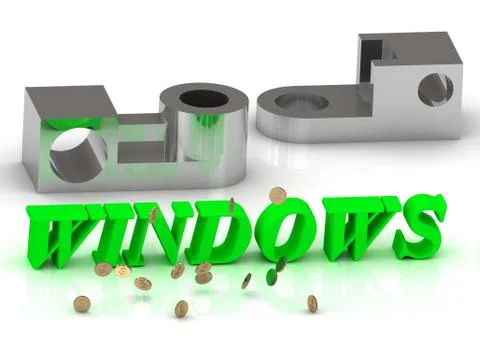 WINDOWS - words of color letters and silver details on white background Stock Illustration