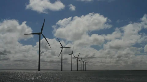 Windpark at the North sea in Denmark Stock Footage 39860127