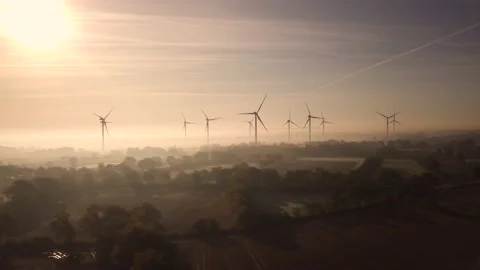 Windpark in Schleswig Holstein Germany Stock Footage