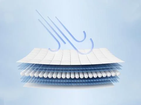 Windproof fabric structure 3D icon, layered effect with wind resistant Stock Illustration