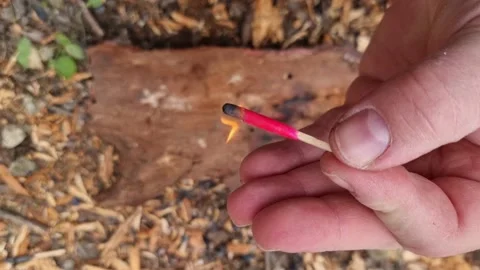 Windproof Match on Bright Orange Striker Stock Footage 185971573