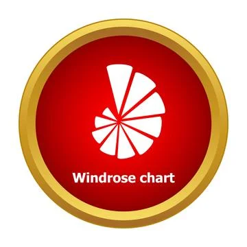 Windrose chart icon on a red button Stock Illustration
