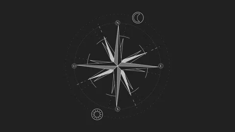 Windrose compass seamless loop animation. Navigation symbol. Видео 332057950