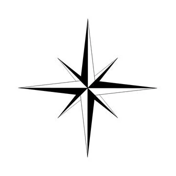 Windrose oder Kompass Rose Vektor mit acht Zacken. Isolierter Hintergrund. Stock Illustration