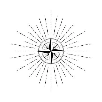 Windrose with shine element Stock Illustration