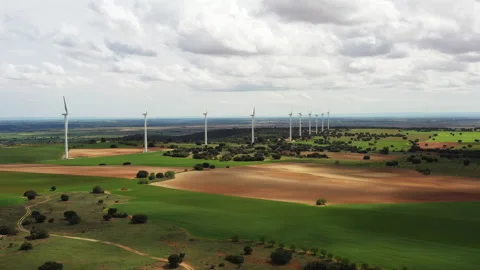 Winds of Change Dance Over Vast Green Fields Under Cloudy Skies Stock Footage 343458458