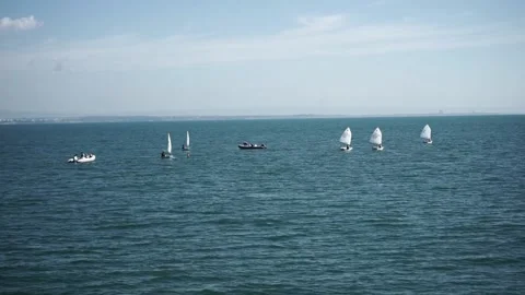 Windsails sailing in the sea Stock Footage 143939267