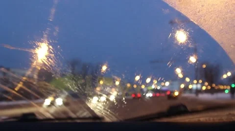 Windscreen in the car, wiper Stock Footage 59144875