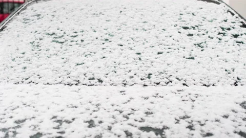 Windscreen completely covered with snow Stock Footage 147928260