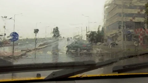 Windscreen window in rain Stock-Footage 76915756