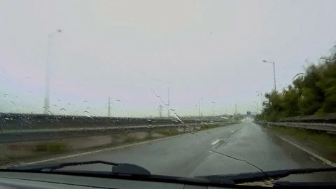 Windscreen window in rain Stock Footage 77425759