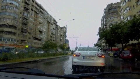 Windscreen window in rain Stock Footage 77425887