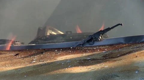 Windscreen wipers car on fire 02 Stock Footage 45203111
