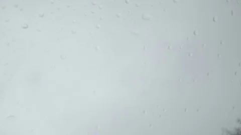 Windscreen wipers clear rain drops. Poor visibility, windshield view 4k Stock-Footage 84686980