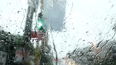 Windscreen wipers clearing rain water at afternoon Stock-Footage 145251325
