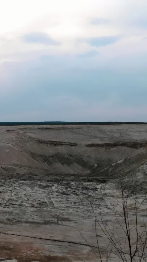 Windsculpted Ridges Under Cloudy Sky. Panoramic View Of Erosion And Natural Stock Footage 345987973