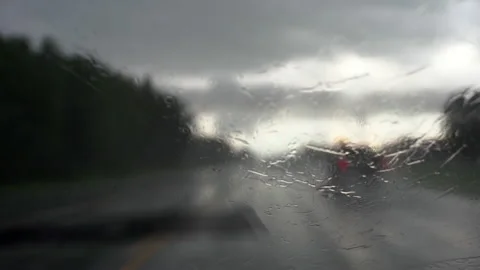 Windsheild Wipers In Rain 4K Stock Footage 159901066