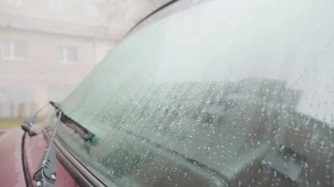 The windshield of the car is wet from dew Stock Footage 269362553