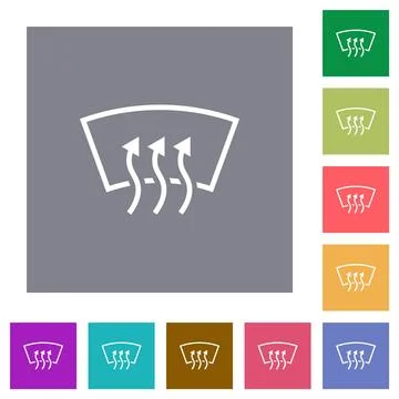 Windshield defrost square flat icons Stockillustratie
