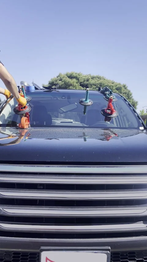 Windshield installation with suction cups Stock Footage 290483928