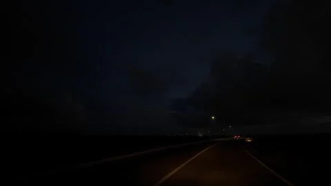 Windshield perspective of evening highway Stock Footage 339712401