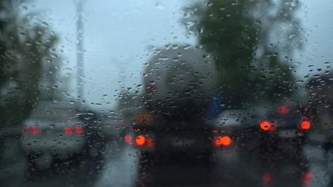 Windshield rain 9 sec Stock Footage 94855398