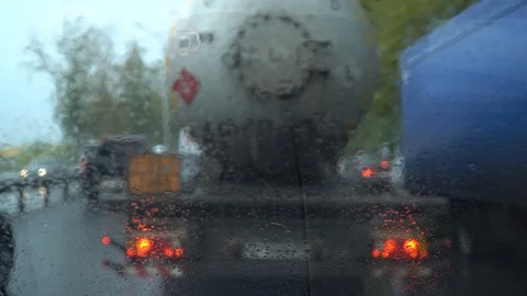 Windshield rain road 8 sec Stock Footage 94858661