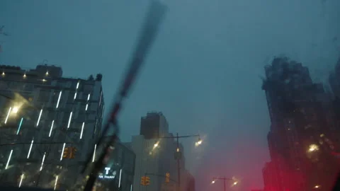 Windshield view of a dreary day in nyc Stock Footage 251227710