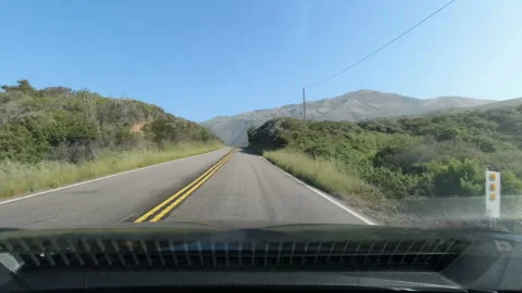 Windshield View Driving San Simeon California Video stock 195866007