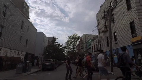 Windshield view. Time lapse. Driving through Streets of Brooklyn. New York. Video stock 75383019