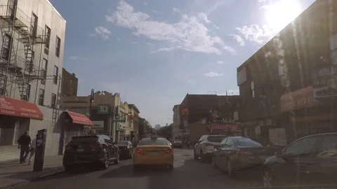 Windshield view. Time lapse. Going through Streets of Brooklyn. New York. Video stock 75284334
