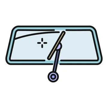 Windshield wiper cleaning car windshield glass icon Stock Illustration
