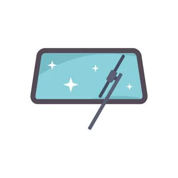 Windshield wiper cleaning a shiny windscreen, car wash service Ilustración de archivo