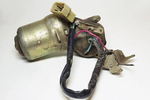 Windshield wiper motor assembly, with electrical plug and thermal fuse Stock Photos