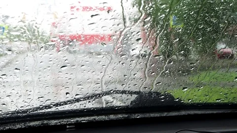 Windshield wiper with rain shooting Stock Footage 94328177