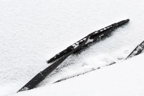 Windshield wiper with snow Stock Photos