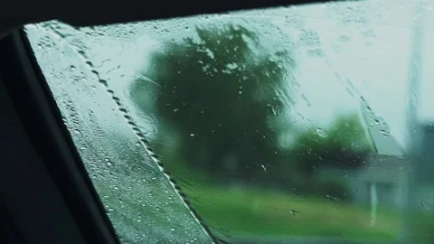 Windshield Wiper Sweeps Away Raindrops On Car Window. Poor Visibility On Wet Stock Footage 234226093