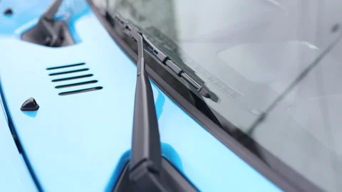 Windshield wipers on a blue car. Stock Footage 165509016