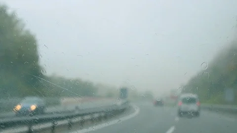 Windshield Wipers of a Car in the Road on a Rainy Day Video stock 91294543