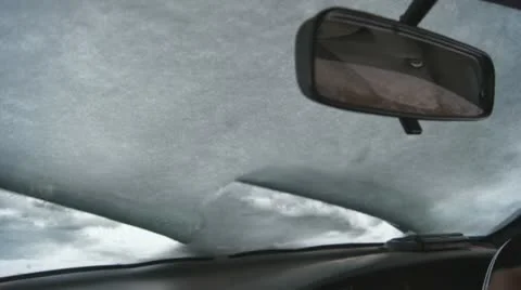 Windshield Wipers Clean The Snow Stock Footage 19449066