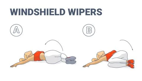 Windshield Wipers Exercise or Hip Crossovers Guide Stock Illustration