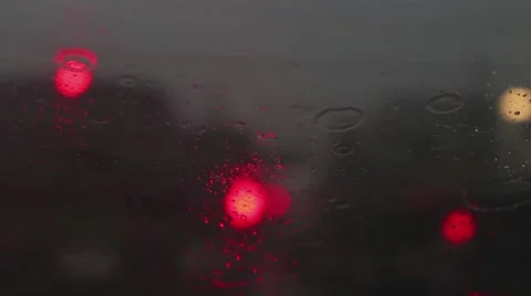 Windshield Wipers In Heavy Rain With Car Lights Video stock 52014231